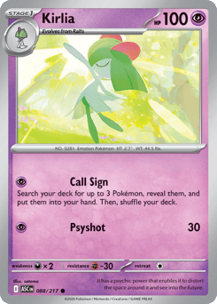 Kirlia z edície Ascended Heroes, karta č.88