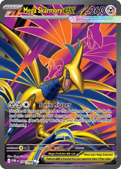 Mega Skarmory ex z edície Perfect Order, karta č.106