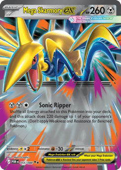 Mega Skarmory ex z edície Perfect Order, karta č.55
