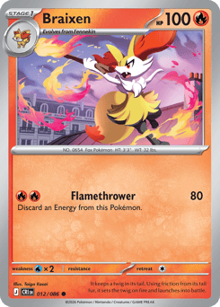 Braixen z edície Chaos Rising, karta č.12