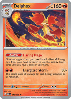 Delphox z edície Chaos Rising, karta č.13