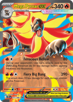 Mega Pyroar ex z edície Chaos Rising, karta č.15