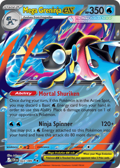 Mega Greninja ex z edície Chaos Rising, karta č.22