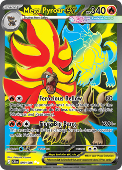 Mega Pyroar ex z edície Chaos Rising, karta č.99