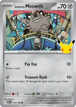 Galarian Meowth z edície 30th Celebration, karta č.101