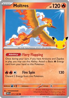 Moltres z edície 30th Celebration, karta č.11