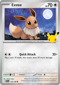 Eevee z edície 30th Celebration, karta č.118