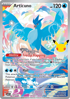 Articuno z edície 30th Celebration, karta č.132