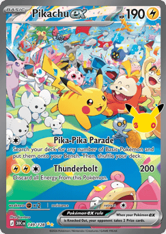 Pikachu ex z edície 30th Celebration, karta č.149