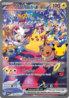 Pikachu ex z edície 30th Celebration, karta č.150