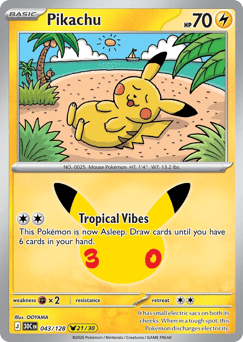 Pikachu z edície 30th Celebration, karta č.43