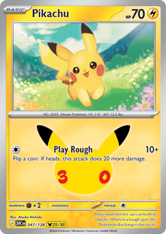 Pikachu z edície 30th Celebration, karta č.47