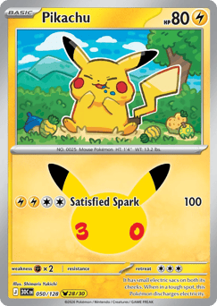 Pikachu z edície 30th Celebration, karta č.50