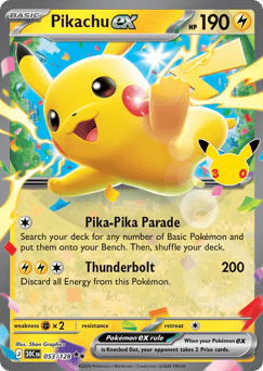 Pikachu ex z edície 30th Celebration, karta č.53