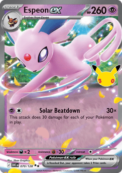 Espeon ex z edície 30th Celebration, karta č.70