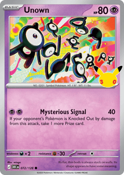 Unown z edície 30th Celebration, karta č.72