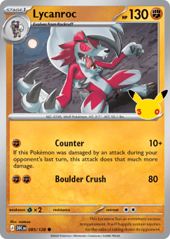 Lycanroc z edície 30th Celebration, karta č.85