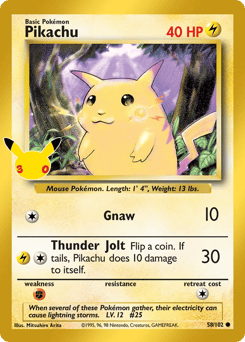 Pikachu z edície 30th Celebration: Classic Collection, karta č.58