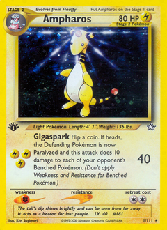 Ampharos z edície Neo Genesis, karta č.1