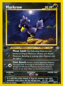 Murkrow z edície Neo Genesis, karta č.24