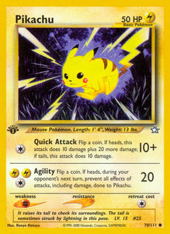 Pikachu z edície Neo Genesis, karta č.70