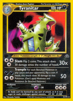 Tyranitar z edície Neo Discovery, karta č.31