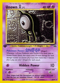 Unown [A] z edície Neo Discovery, karta č.33