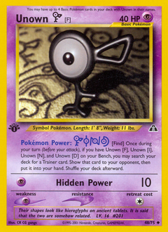 Unown [F] z edície Neo Discovery, karta č.48