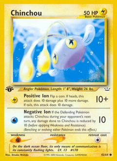 Chinchou z edície Neo Revelation, karta č.42
