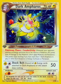 Dark Ampharos z edície Neo Destiny, karta č.1