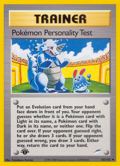 Pokémon Personality Test z edície Neo Destiny, karta č.102