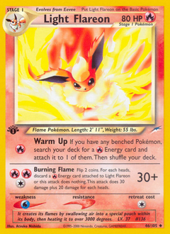 Light Flareon z edície Neo Destiny, karta č.46