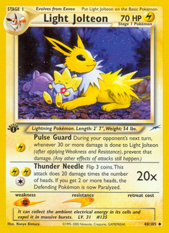 Light Jolteon z edície Neo Destiny, karta č.48