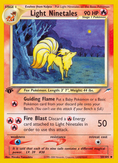 Light Ninetales z edície Neo Destiny, karta č.50