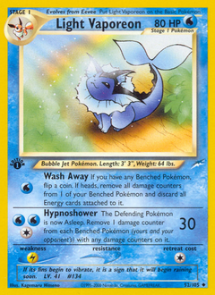 Light Vaporeon z edície Neo Destiny, karta č.52