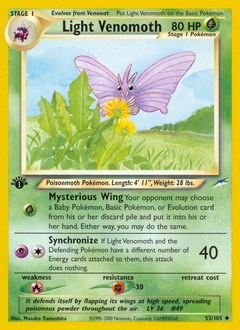 Light Venomoth z edície Neo Destiny, karta č.53