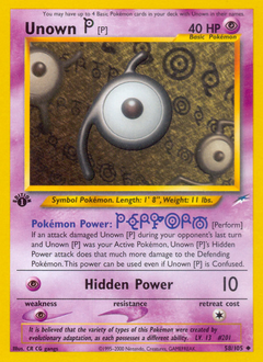 Unown [P] z edície Neo Destiny, karta č.58