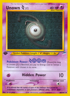 Unown [Z] z edície Neo Destiny, karta č.60