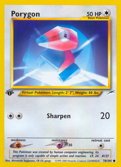 Porygon z edície Neo Destiny, karta č.78