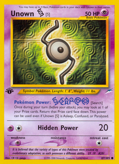 Unown [S] z edície Neo Destiny, karta č.87