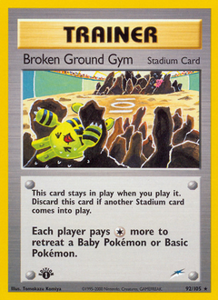 Broken Ground Gym z edície Neo Destiny, karta č.92