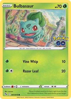 Bulbasaur z edície Pokémon GO, karta č.1