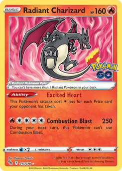 Radiant Charizard z edície Pokémon GO, karta č.11