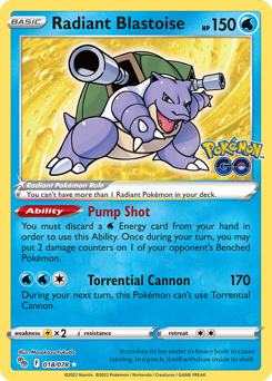 Radiant Blastoise z edície Pokémon GO, karta č.18