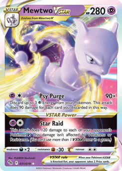 Mewtwo VSTAR z edície Pokémon GO, karta č.31
