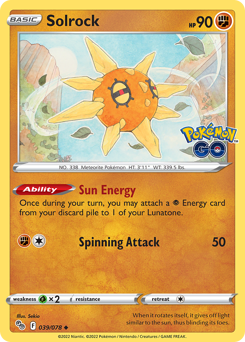 Solrock z edície Pokémon GO, karta č.39