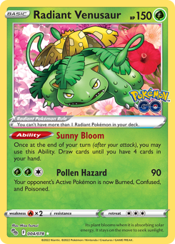 Radiant Venusaur z edície Pokémon GO, karta č.4