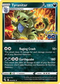 Tyranitar z edície Pokémon GO, karta č.43