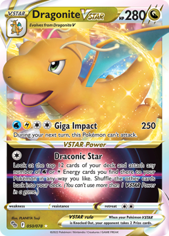 Dragonite VSTAR z edície Pokémon GO, karta č.50