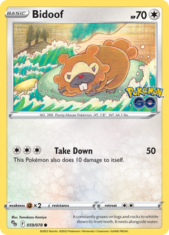 Bidoof z edície Pokémon GO, karta č.59